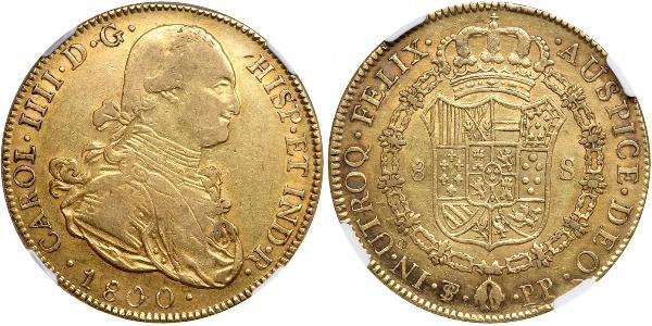8 Escudo 玻利維亞 金 卡洛斯四世 (1748-1819)