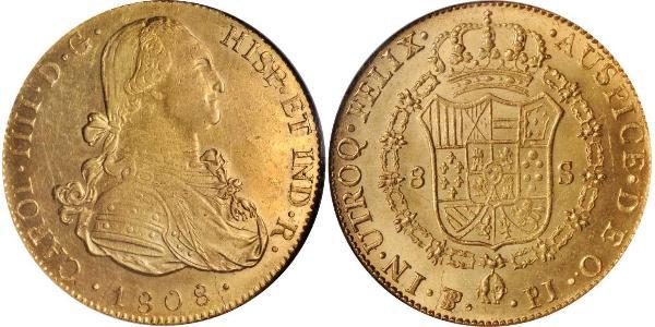 8 Escudo 玻利維亞 金 卡洛斯四世 (1748-1819)
