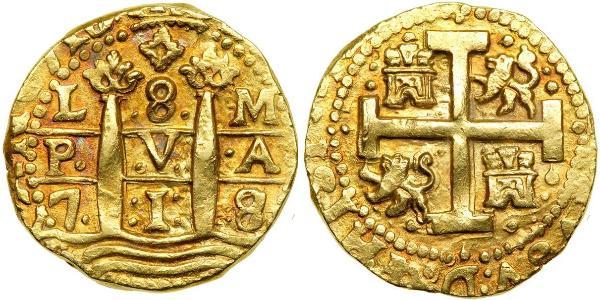 8 Escudo 秘鲁 金 Philip V of Spain(1683-1746)