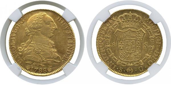 8 Escudo 西班牙帝國 金 卡洛斯三世 (西班牙) (1716 -1788)