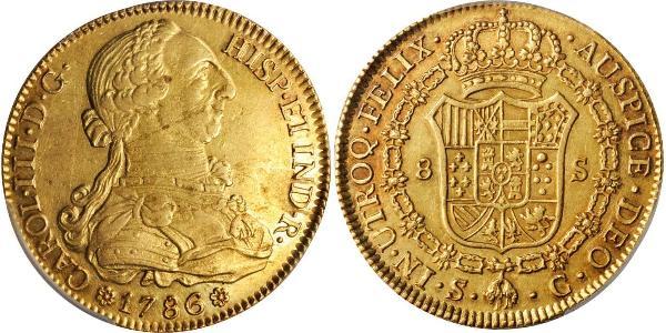 8 Escudo 西班牙帝國 金 卡洛斯三世 (西班牙) (1716 -1788)