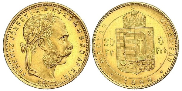 8 Forint / 20 Franc Austria-Hungary (1867-1918) Gold Franz Joseph I (1830 - 1916)