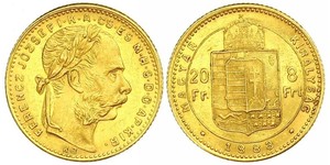 8 Forint / 20 Franc Österreich-Ungarn (1867-1918) Gold Franz Joseph I (1830 - 1916)