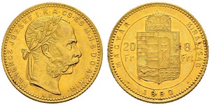 8 Forint / 20 Franc Österreich-Ungarn (1867-1918) Gold Franz Joseph I (1830 - 1916)