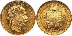 8 Forint / 20 Franc Imperio austrohúngaro (1867-1918) Oro Franz Joseph I (1830 - 1916)