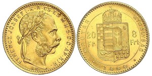 8 Forint / 20 Franc Imperio austrohúngaro (1867-1918) Oro Franz Joseph I (1830 - 1916)