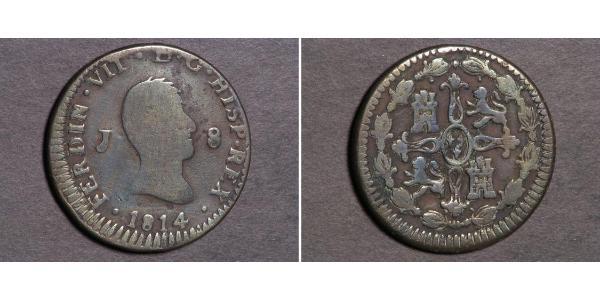 8 Maravedi Kingdom of Spain (1814 - 1873) Cobre 