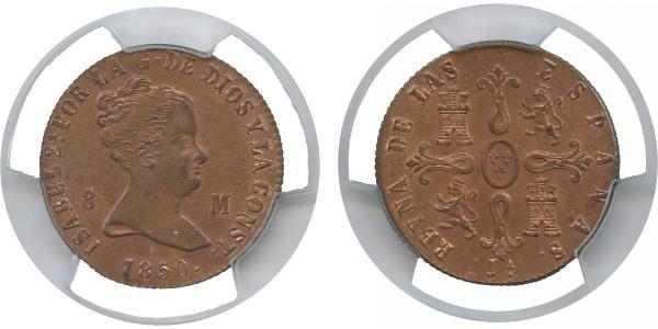 8 Maravedi Kingdom of Spain (1814 - 1873) Cobre Isabella II of Spain (1830- 1904)
