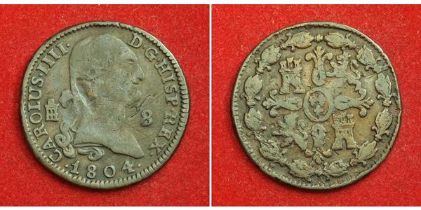 8 Maravedi Spagna Rame Carlo IV di Spagna (1748-1819)