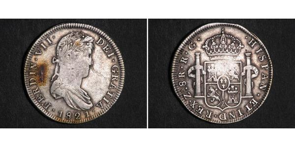 8 Real First Mexican Empire (1821 - 1823) Argent Ferdinand VII d