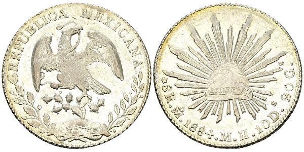 8 Real Second Federal Republic of Mexico (1846 - 1863) Argent 