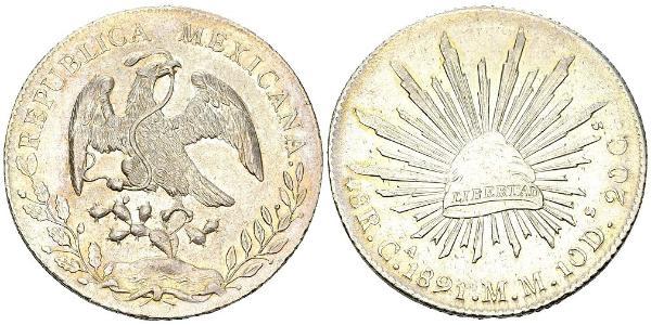 8 Real Second Federal Republic of Mexico (1846 - 1863) Argent 