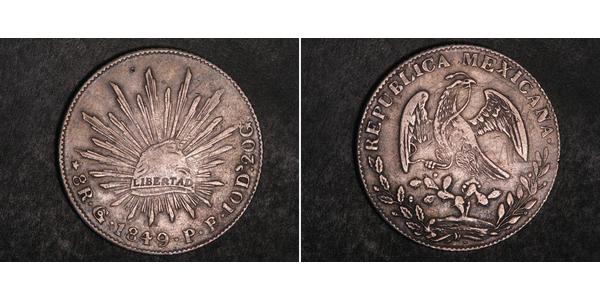 8 Real Second Federal Republic of Mexico (1846 - 1863) Argent 