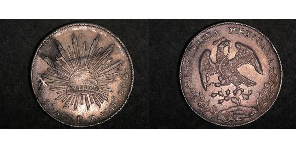 8 Real Second Federal Republic of Mexico (1846 - 1863) Argent 