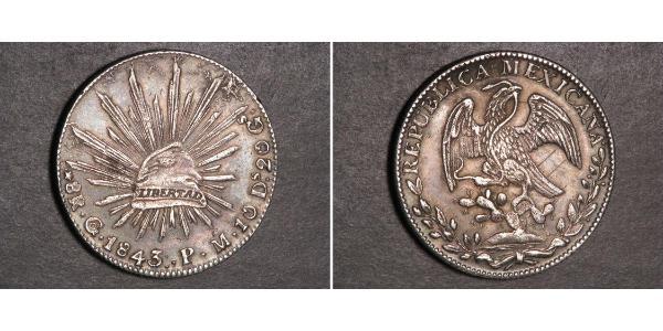8 Real Second Federal Republic of Mexico (1846 - 1863) Argent 