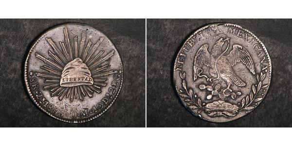 8 Real Second Federal Republic of Mexico (1846 - 1863) Argent 