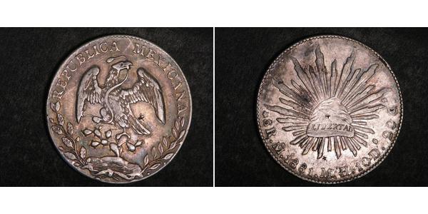 8 Real Second Federal Republic of Mexico (1846 - 1863) Argent 