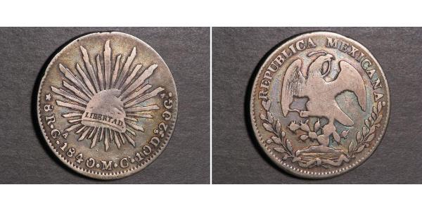 8 Real Second Federal Republic of Mexico (1846 - 1863) Argent 
