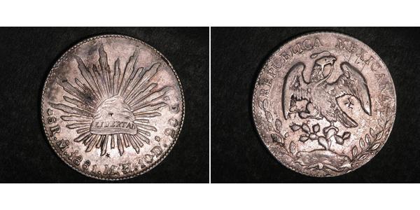 8 Real Second Federal Republic of Mexico (1846 - 1863) Argent 