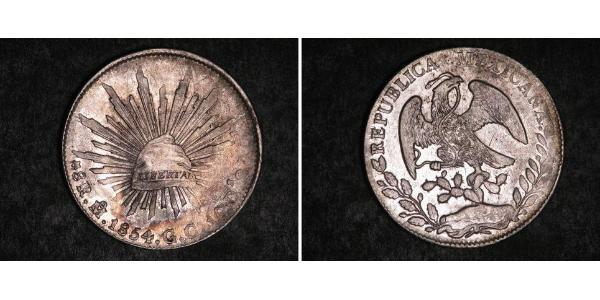 8 Real Second Federal Republic of Mexico (1846 - 1863) Argent 