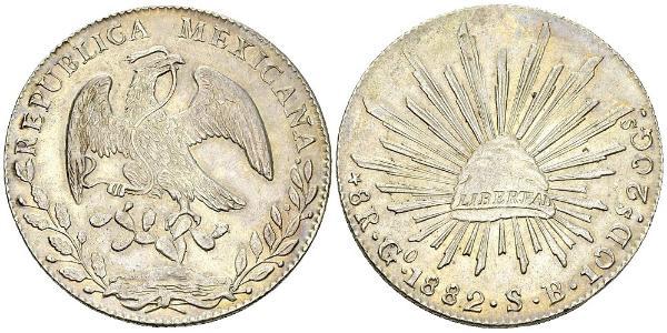 8 Real Second Federal Republic of Mexico (1846 - 1863) Argent 