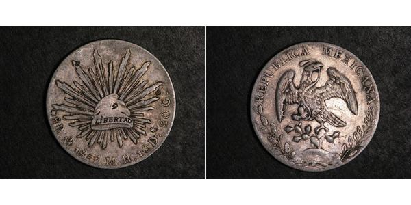 8 Real Second Federal Republic of Mexico (1846 - 1863) Argent 