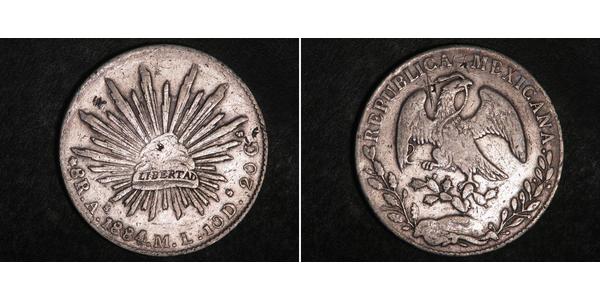 8 Real Second Federal Republic of Mexico (1846 - 1863) Argent 
