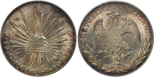 8 Real Second Federal Republic of Mexico (1846 - 1863) Argent 