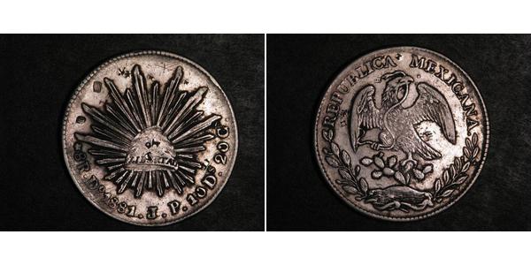 8 Real Second Federal Republic of Mexico (1846 - 1863) Argent 