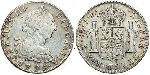 8 Real Bolivia Argento Carlo III di Spagna (1716 -1788)