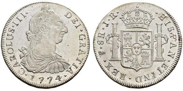 8 Real Bolivia Argento Carlo III di Spagna (1716 -1788)