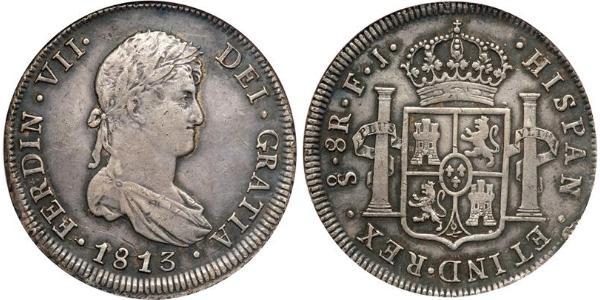 8 Real Cile Argento Ferdinando VII di Spagna (1784-1833)