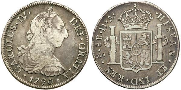 8 Real Cile Argento Carlo IV di Spagna (1748-1819)