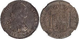 8 Real Guatemala Argento Carlo IV di Spagna (1748-1819)