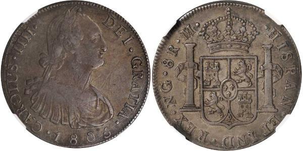 8 Real Guatemala Argento Carlo IV di Spagna (1748-1819)