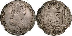 8 Real Guatemala / Spanish Colonies Argento Ferdinando VII di Spagna (1784-1833)