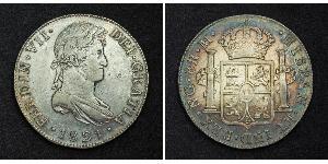 8 Real Guatemala / Spanish Colonies Argento Ferdinando VII di Spagna (1784-1833)