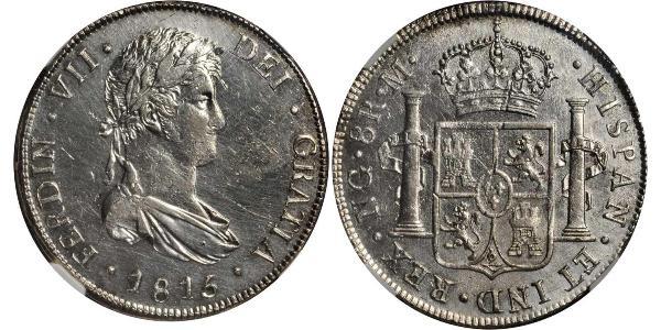 8 Real Guatemala / Spanish Colonies Argento Ferdinando VII di Spagna (1784-1833)