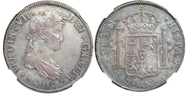 8 Real Guatemala / Spanish Colonies Argento Ferdinando VII di Spagna (1784-1833)