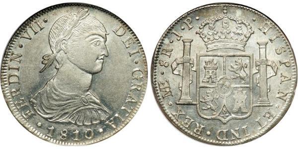 8 Real Perù Argento Ferdinando VII di Spagna (1784-1833)