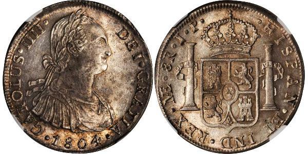 8 Real Perù Argento Carlo IV di Spagna (1748-1819)