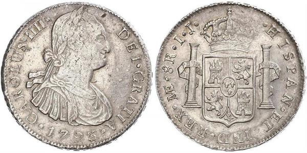 8 Real Perù Argento Carlo IV di Spagna (1748-1819)