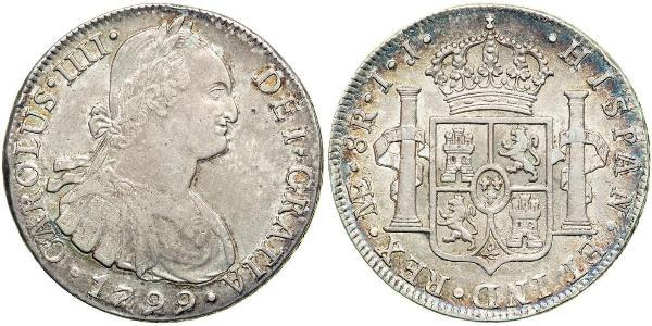 8 Real Perù Argento Carlo IV di Spagna (1748-1819)