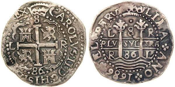 8 Real Perù Argento Carlo II di Spagna (1661-1700)