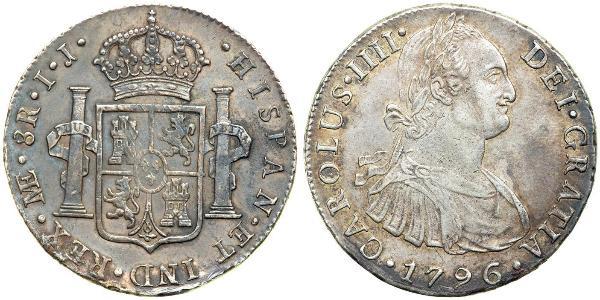 8 Real Perù Argento Carlo IV di Spagna (1748-1819)