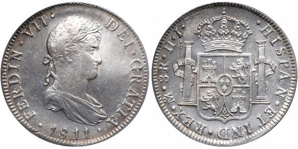 8 Real Primo Impero Messicano (1821 - 1823) Argento Ferdinando VII di Spagna (1784-1833)