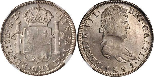 8 Real Primo Impero Messicano (1821 - 1823) Argento Ferdinando VII di Spagna (1784-1833)