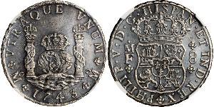 8 Real Vicereame della Nuova Spagna (1519 - 1821) Argento Filippo V di Spagna (1683-1746)