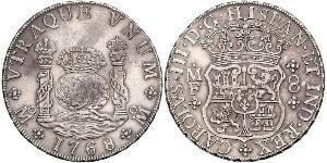 8 Real Vicereame della Nuova Spagna (1519 - 1821) Argento Carlo III di Spagna (1716 -1788)