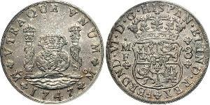 8 Real Vicereame della Nuova Spagna (1519 - 1821) Argento Ferdinando VI di Spagna (1713-1759)